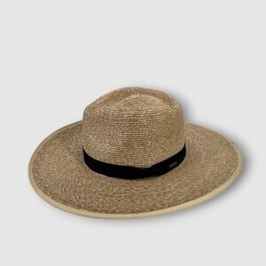 Brixton Wide Brim Straw Sun Hat Natural Tan Black Band Boho Festival Hat Size S